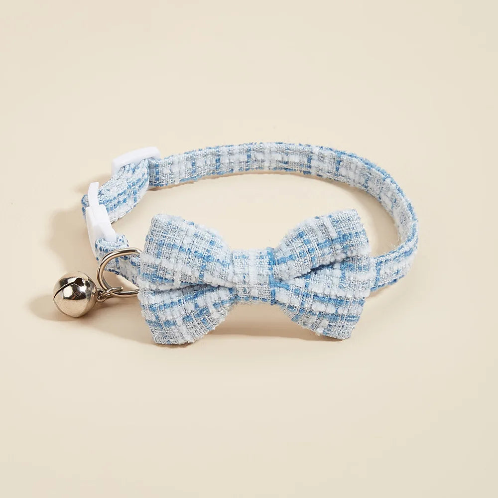 Plaid Breakaway Cat & Small Dog Collar with Removable Bow Tie & Bell