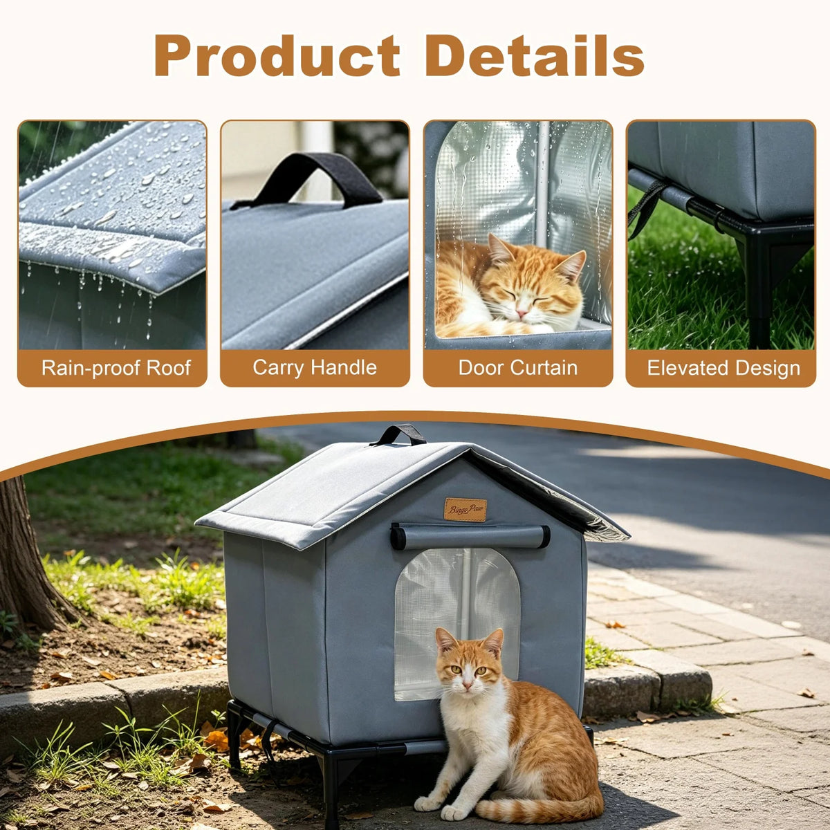Elevated Insulated Outdoor Cat House – Waterproof All-Season Shelter for Feral & Stray Cats