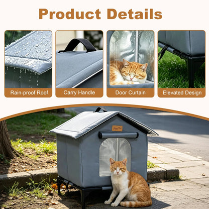 Elevated Insulated Outdoor Cat House – Waterproof All-Season Shelter for Feral & Stray Cats
