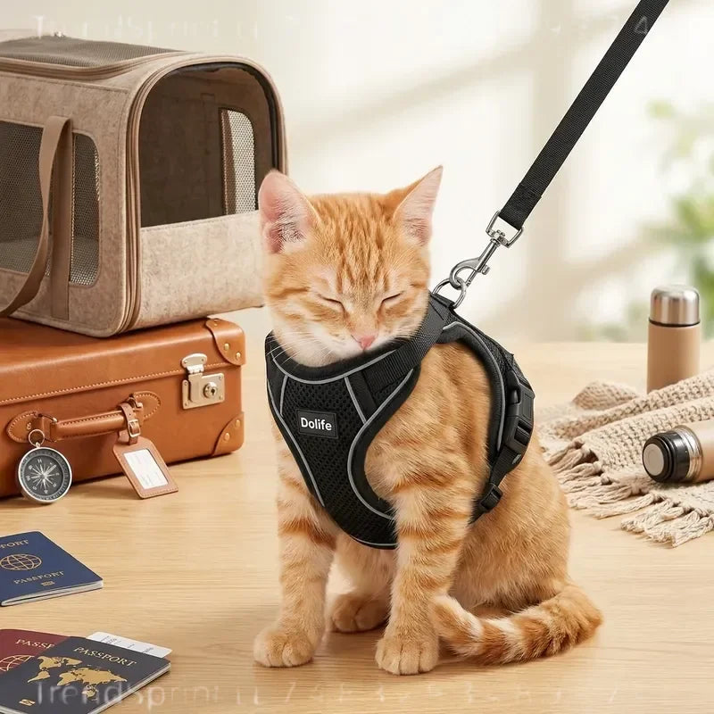 Anti-Escape Cat Harness & Leash Set – Soft Adjustable Vest for Walking & Travel