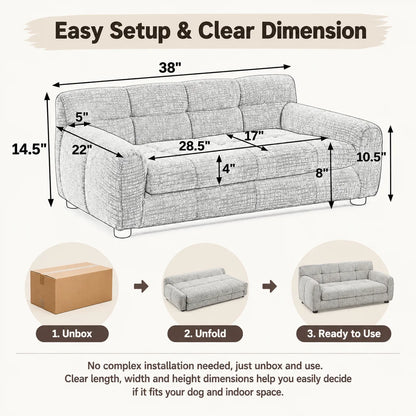 Modern Dog Sofa Bed with Backrest & Armrests – Breathable, Sturdy Pet Couch for Medium & Large Dogs