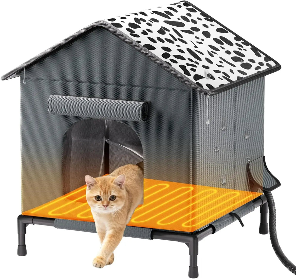 Heated Outdoor Cat House – Weatherproof Insulated Shelter with Heating Pad & Elevated Waterproof Base