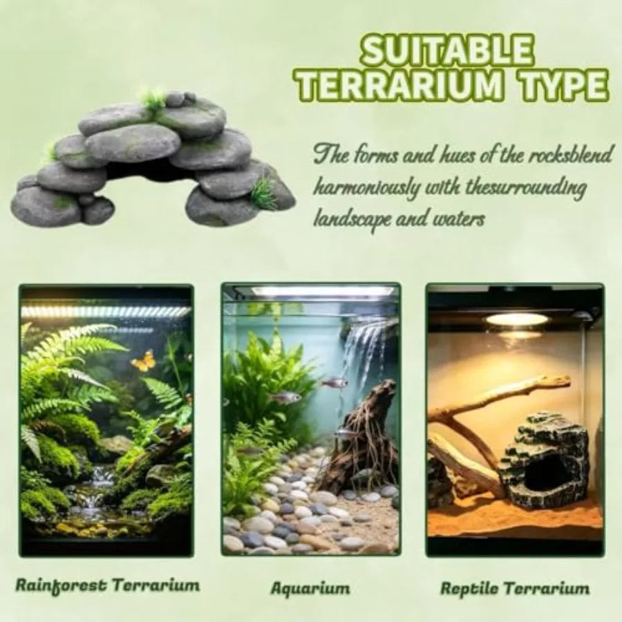 Natural-Looking Aquarium Rock Cave Hideout for Fish & Reptiles