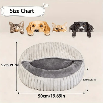 Plush Rabbit-Style Pet Bed with Cozy Blanket for Cats & Dogs