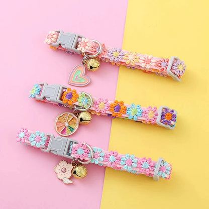 Colorful Pet Collar with Bell – Adjustable for Cats & Small Dogs