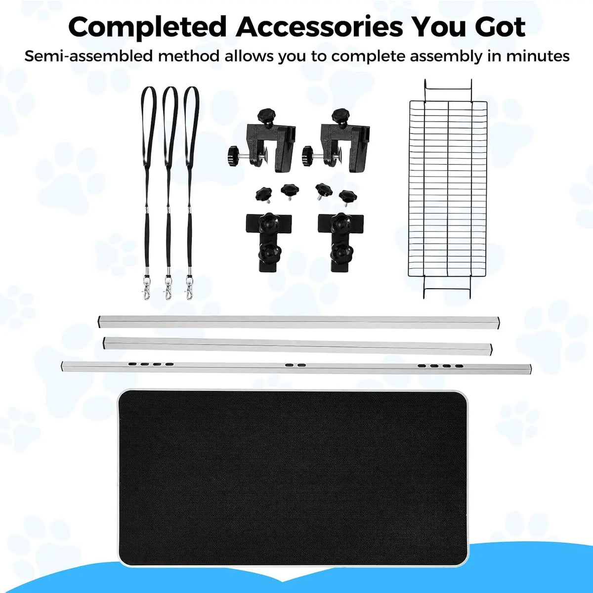 Garvee 42-Inch Foldable Dog Grooming Table – Adjustable Grooming Arm, Non-Slip Waterproof Surface & Storage Basket