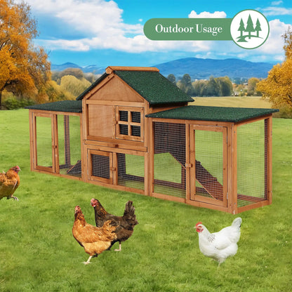 2-Story Outdoor Rabbit Hutch with Double Exercise Runs, Ramp, Pull-Out Cleaning Tray & Roof for Bunnies and Small Pets