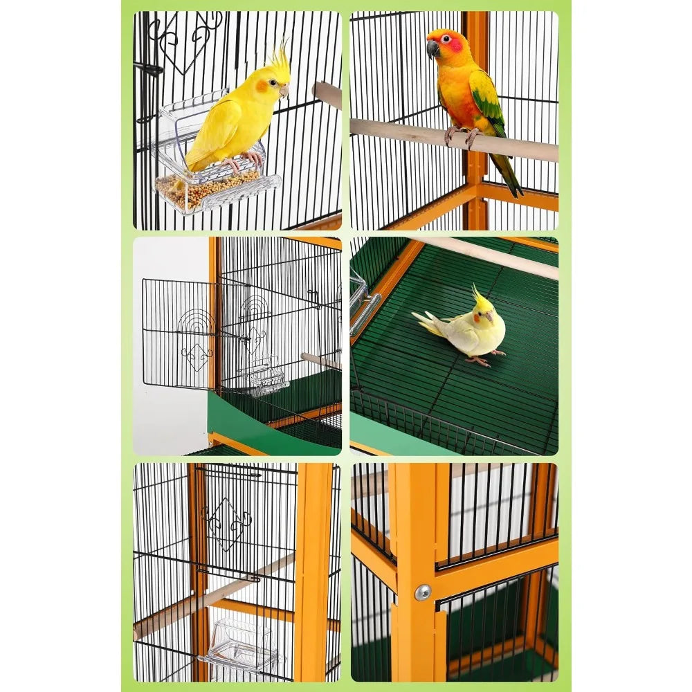 Garvee 66-Inch Extra-Large Bird Cage with Waterproof Roof & Removable Tray – Indoor/Outdoor Aviary
