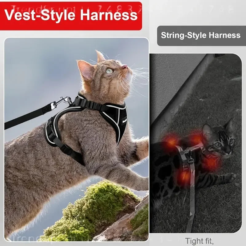 Anti-Escape Cat Harness & Leash Set – Soft Adjustable Vest for Walking & Travel