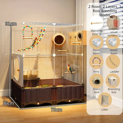 Large Stainless Steel Bird Cage for Goldfinches, Canaries, Cockatiels & Small Parrots – Durable Indoor Aviary