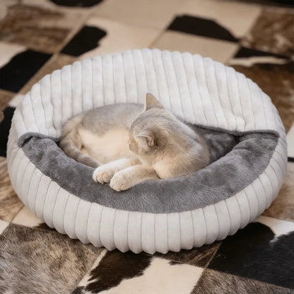 Plush Rabbit-Style Pet Bed with Cozy Blanket for Cats & Dogs