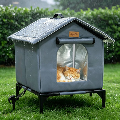 Elevated Insulated Outdoor Cat House – Waterproof All-Season Shelter for Feral & Stray Cats
