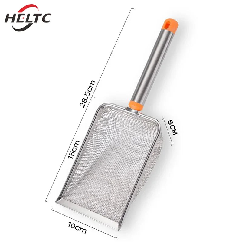 Stainless Steel Fine Mesh Cat Litter Scoop – Easy-Clean Non-Stick Shovel with Comfortable Grip