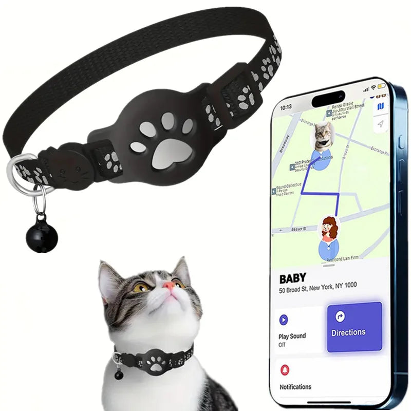 Reflective Cat Tracker Collar with Breakaway Buckle – Waterproof Anti-Lost Safety Collar