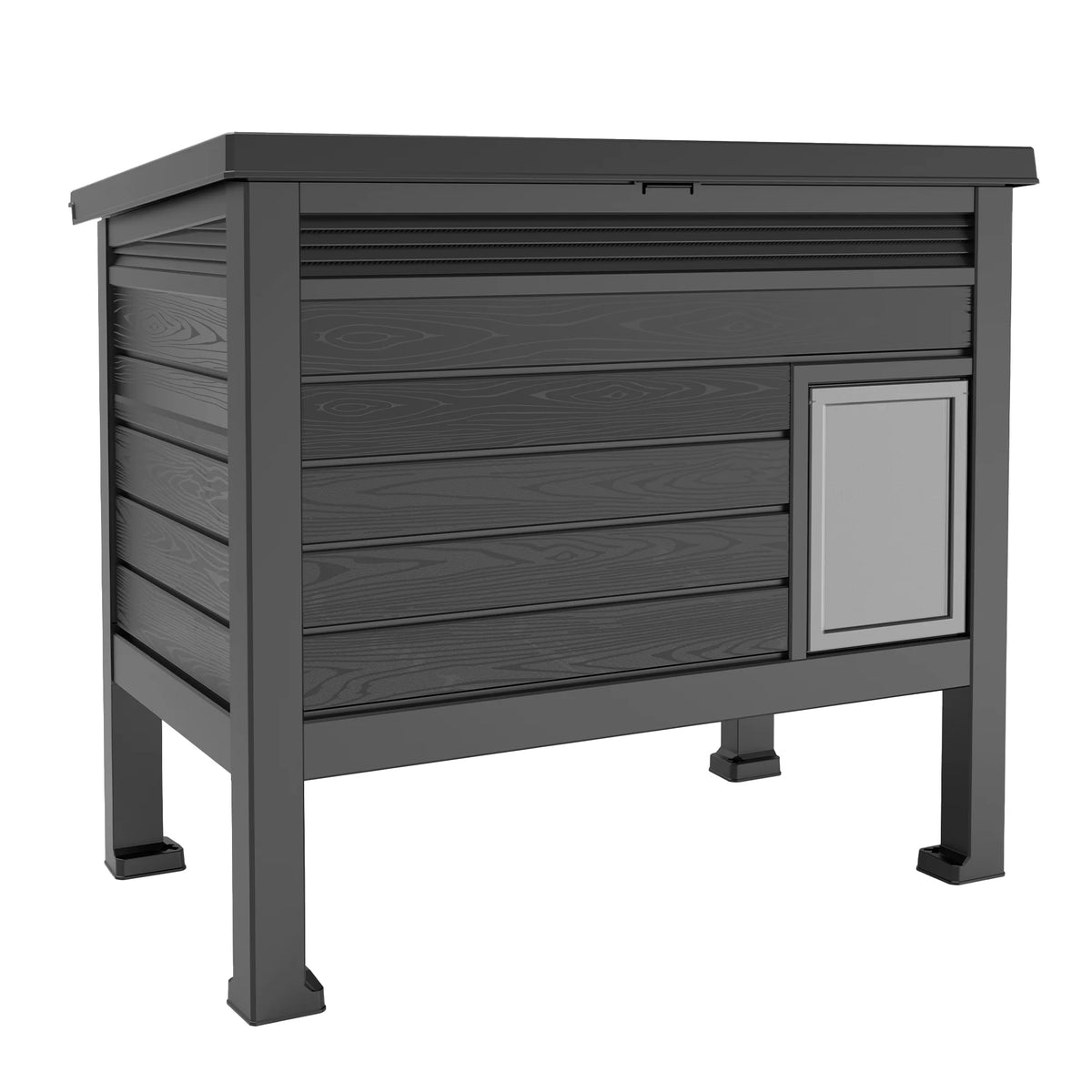 Weatherproof Elevated Outdoor Cat House – UV-Resistant Resin Shelter with Easy-Clean Opening Roof
