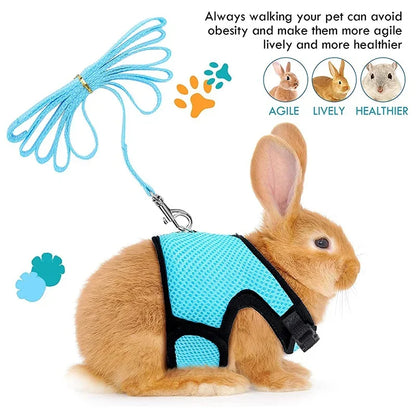 Breathable Mesh Harness & Leash Set for Small Pets – Rabbits, Guinea Pigs, Ferrets & Cats