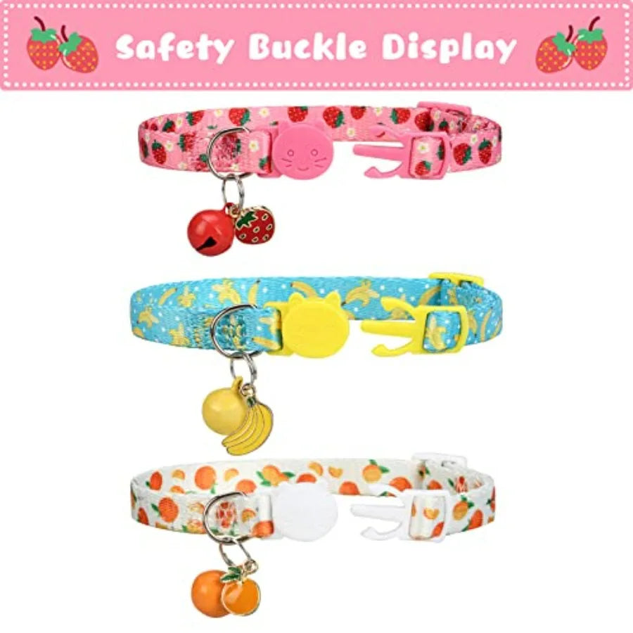 Breakaway Cat Collars with Bell and Cute Pendants, 3 Pack, Ideal for Girl