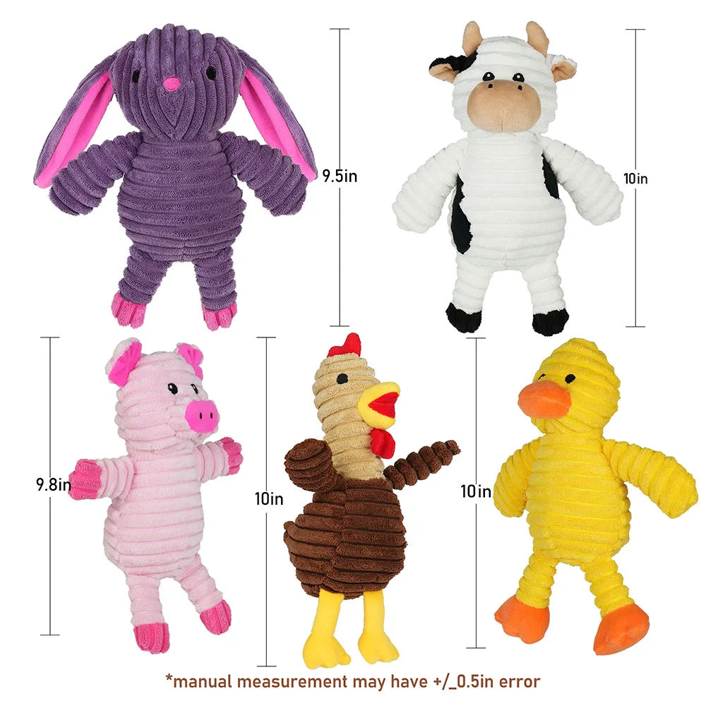 5-Pack Plush Squeaky Dog Toys – Assorted Stuffed Animal Play Toys for Small, Medium & Large Dogs