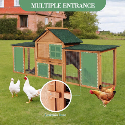 2-Story Outdoor Rabbit Hutch with Double Exercise Runs, Ramp, Pull-Out Cleaning Tray & Roof for Bunnies and Small Pets