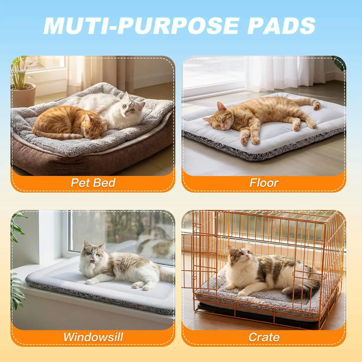 Self-Warming Cat Bed – Reversible Cozy Heating Pad, Gray, 18 x 24 Inches