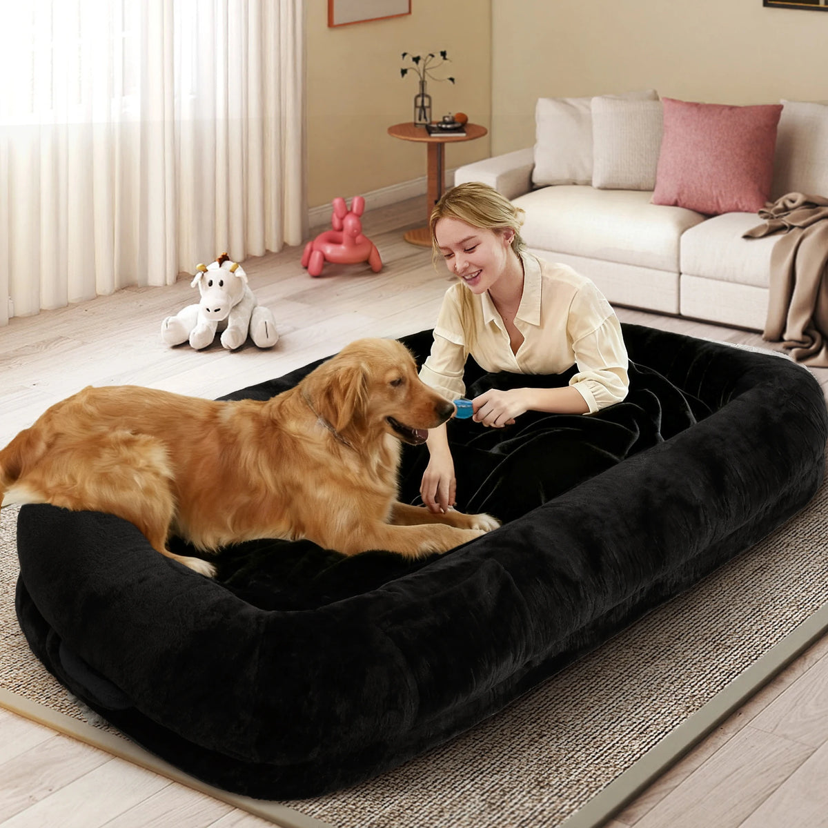 Oversized Human Dog Bed for Adults – Cozy Orthopedic Floor Lounger with Removable Cover
