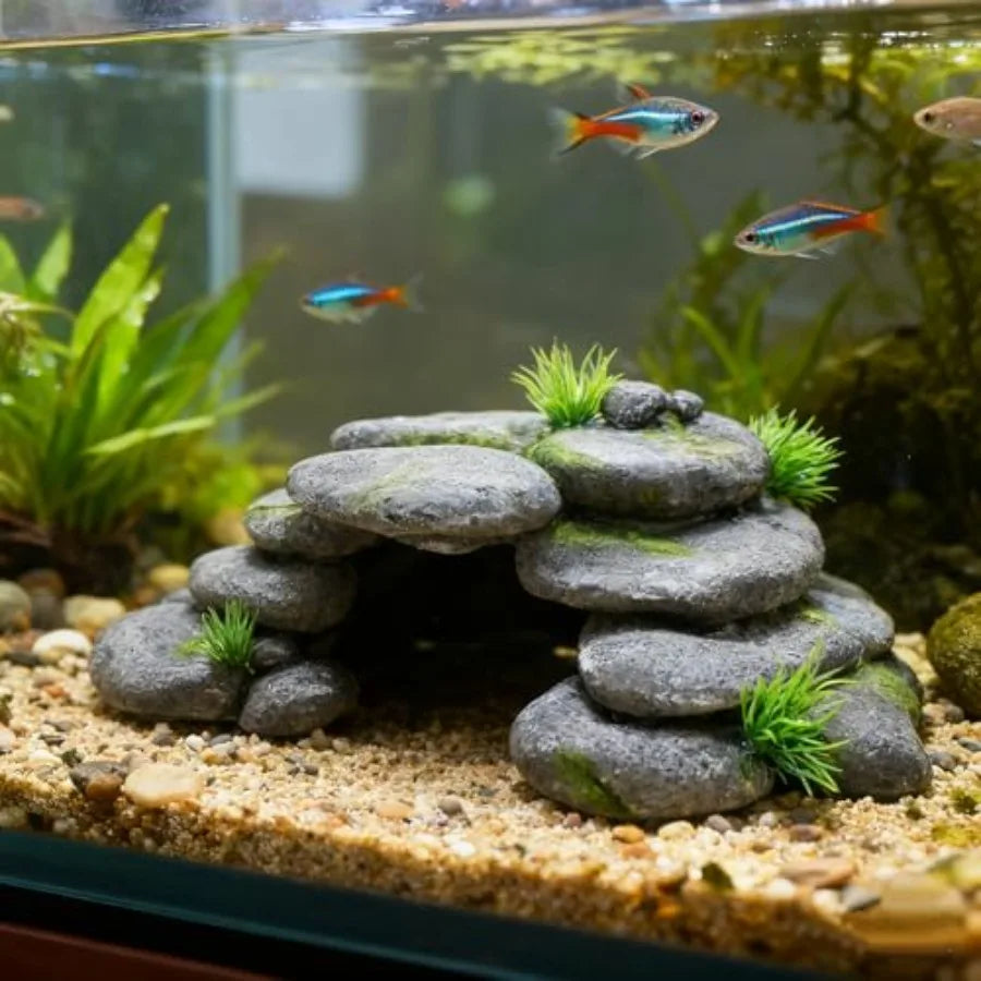 Natural-Looking Aquarium Rock Cave Hideout for Fish & Reptiles