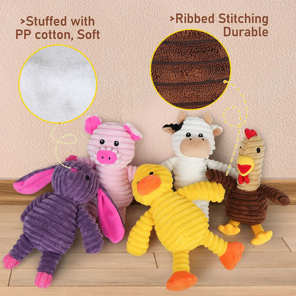 5-Pack Plush Squeaky Dog Toys – Assorted Stuffed Animal Play Toys for Small, Medium & Large Dogs