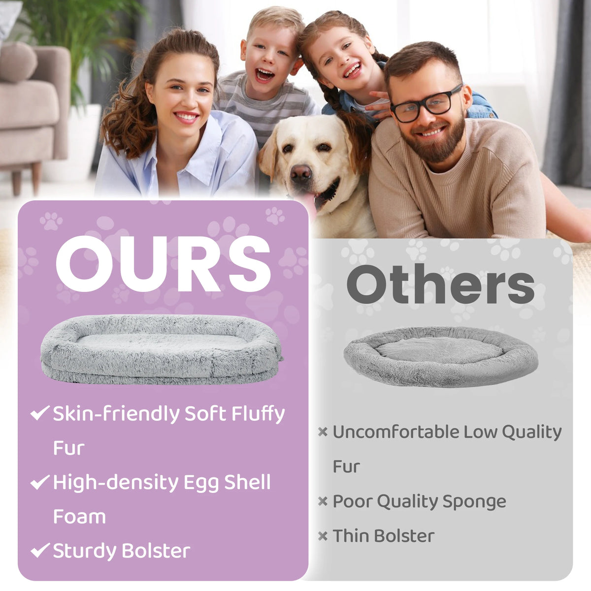 Oversized Human Dog Bed for Adults – Cozy Orthopedic Floor Lounger with Removable Cover