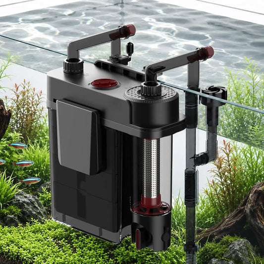 Quiet Hang-On-Back Aquarium Filter with Waste Separation, One-Touch Drainage & Easy Water Changes – 118 GPH for 10–30 Gallon Fish Tanks