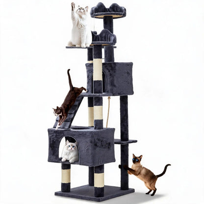 72-Inch Multi-Level Cat Tree with Condos, Perches, Hammock & Scratching Posts
