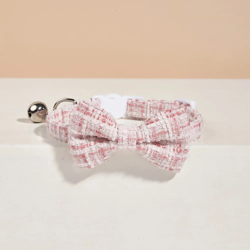 Plaid Breakaway Cat & Small Dog Collar with Removable Bow Tie & Bell