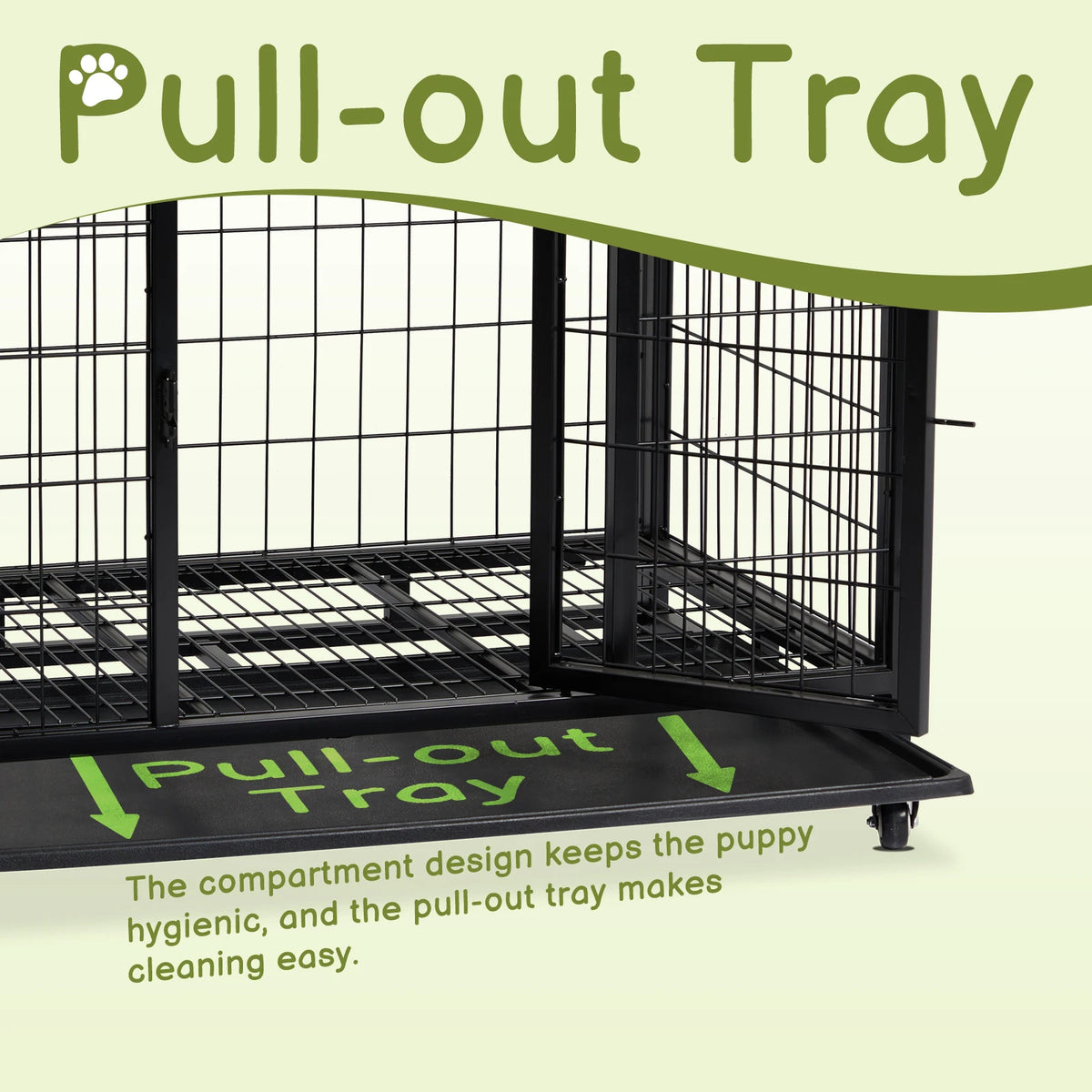 36-Inch Heavy-Duty Dog Crate with Double Doors, Secure Locks & Removable Tray