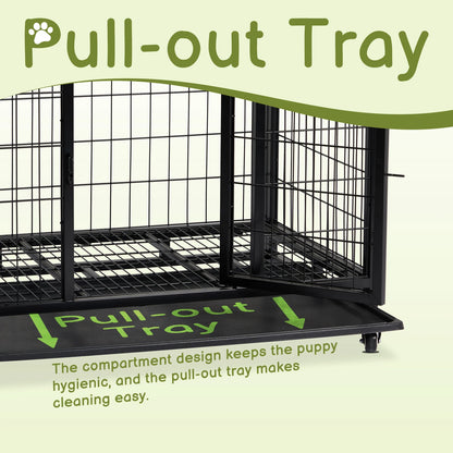 36-Inch Heavy-Duty Dog Crate with Double Doors, Secure Locks & Removable Tray