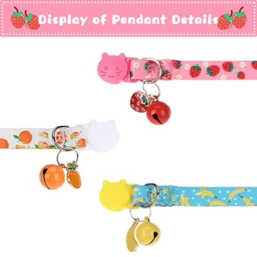 Breakaway Cat Collars with Bell and Cute Pendants, 3 Pack, Ideal for Girl