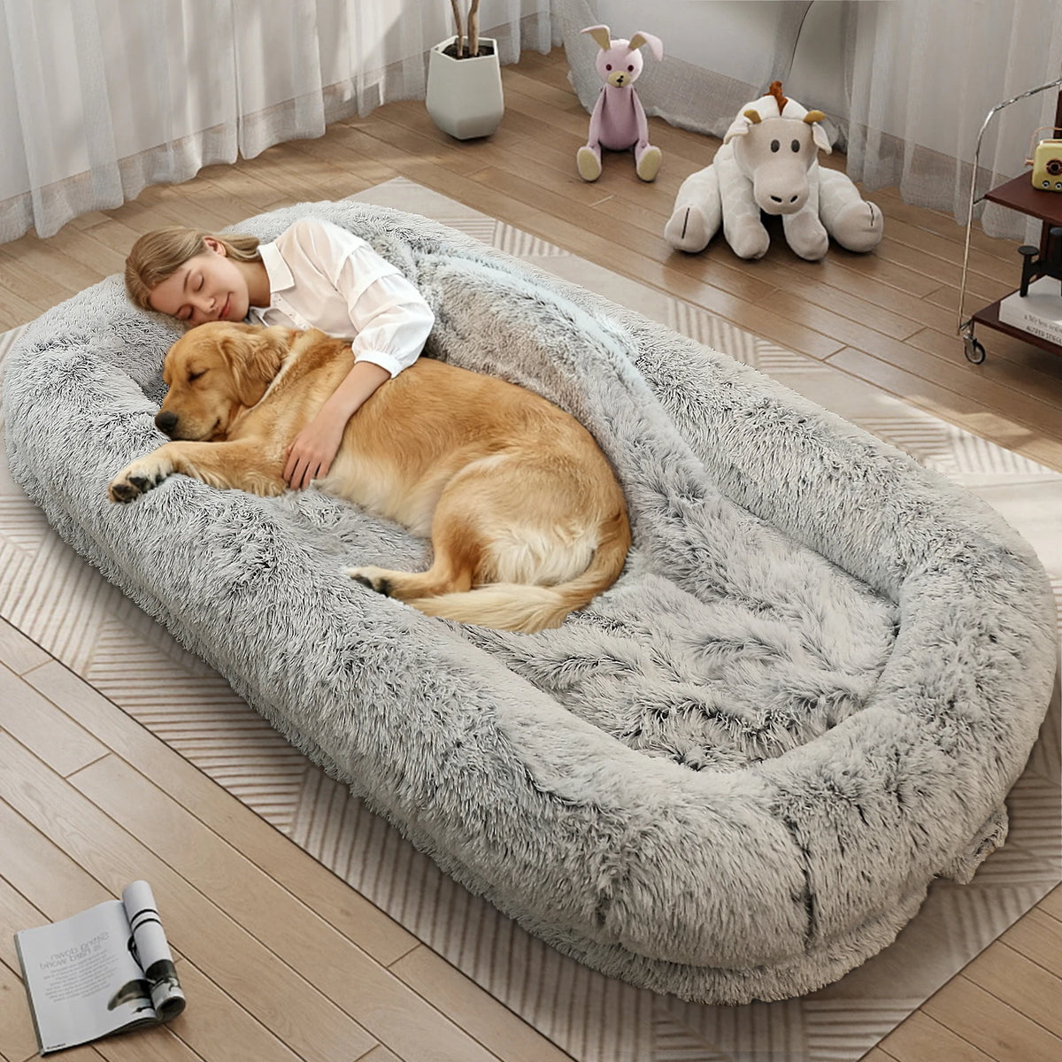 Oversized Human Dog Bed for Adults – Cozy Orthopedic Floor Lounger with Removable Cover