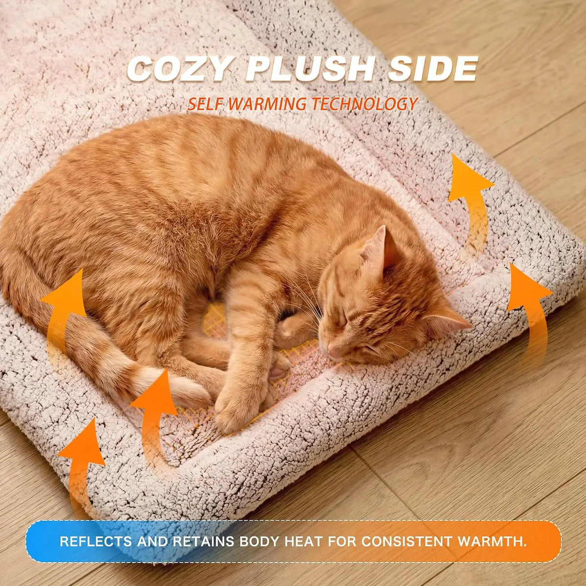 Self-Warming Cat Bed – Reversible Cozy Heating Pad, Gray, 18 x 24 Inches