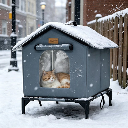 Elevated Insulated Outdoor Cat House – Waterproof All-Season Shelter for Feral & Stray Cats