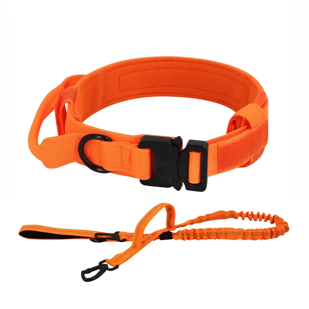 Adjustable Tactical Dog Collar & Leash Set with Control Handle for Small to Large Dogs