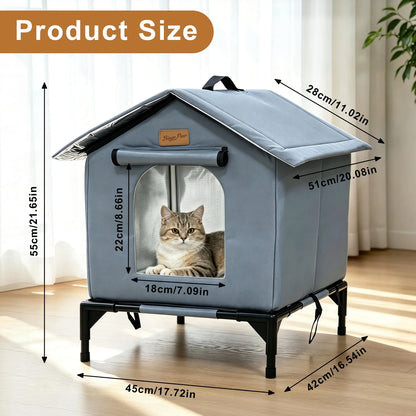 Elevated Insulated Outdoor Cat House – Waterproof All-Season Shelter for Feral & Stray Cats