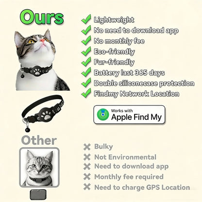 Reflective Cat Tracker Collar with Breakaway Buckle – Waterproof Anti-Lost Safety Collar