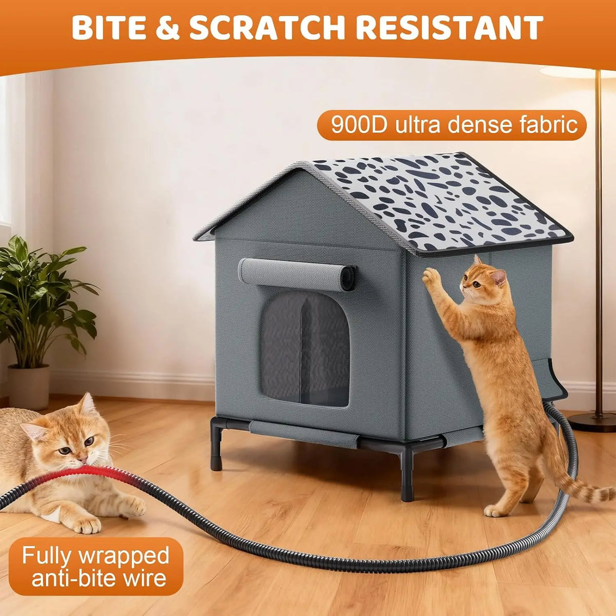 Heated Outdoor Cat House – Weatherproof Insulated Shelter with Heating Pad & Elevated Waterproof Base