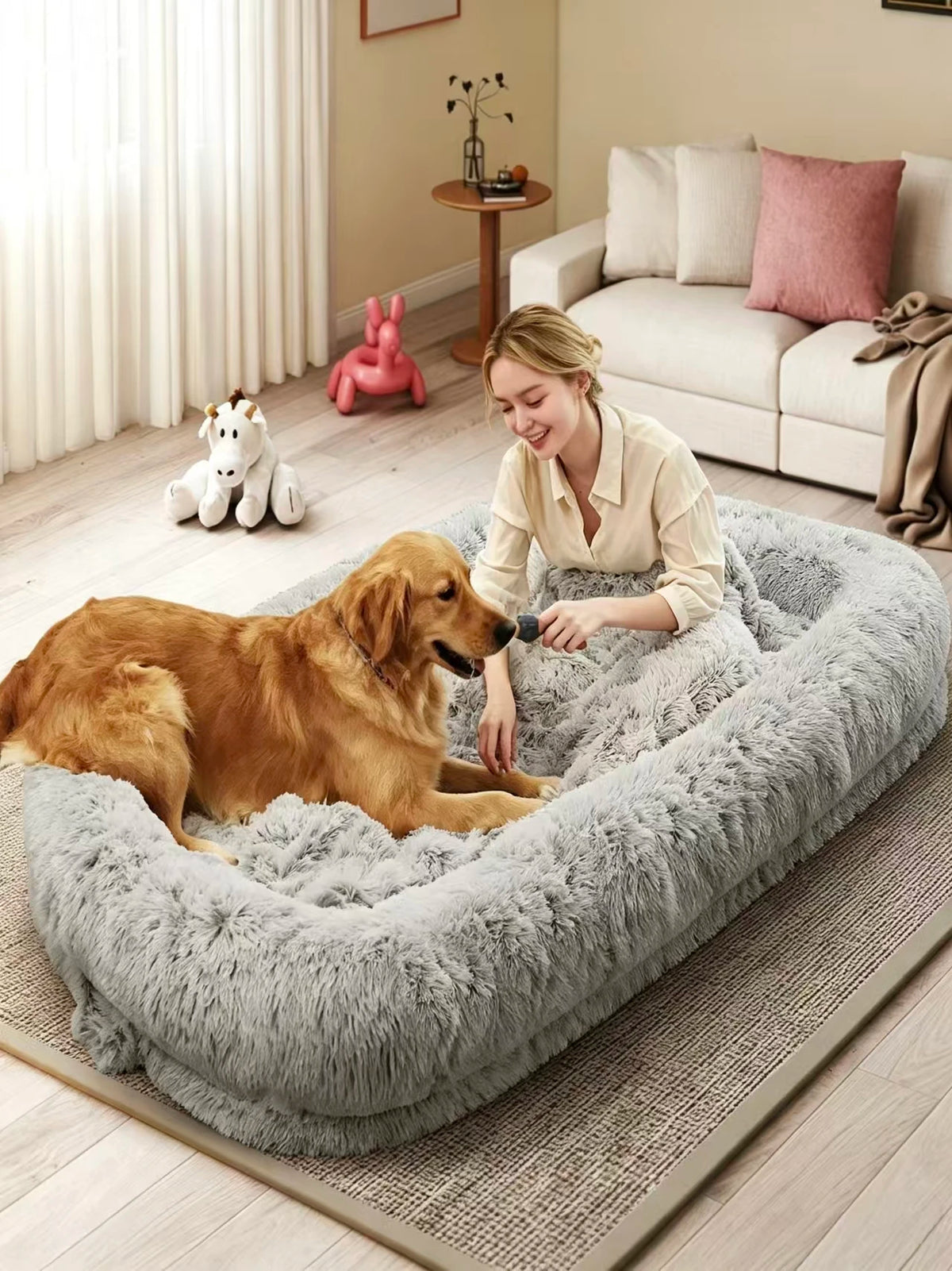 Oversized Human Dog Bed for Adults – Cozy Orthopedic Floor Lounger with Removable Cover