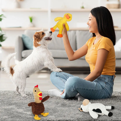 5-Pack Plush Squeaky Dog Toys – Assorted Stuffed Animal Play Toys for Small, Medium & Large Dogs