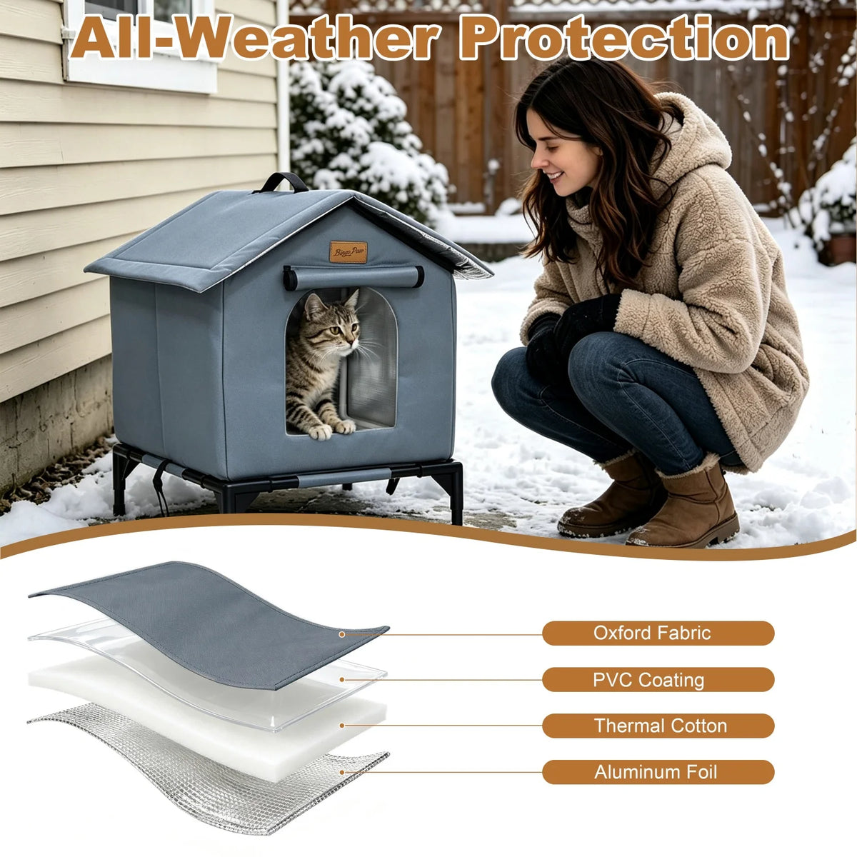 Elevated Insulated Outdoor Cat House – Waterproof All-Season Shelter for Feral & Stray Cats