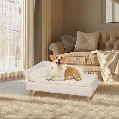 Nordic Elevated Pet Sofa Bed with Cozy Waterproof Cushion & Sturdy Wood Legs for Small Dogs & Cats