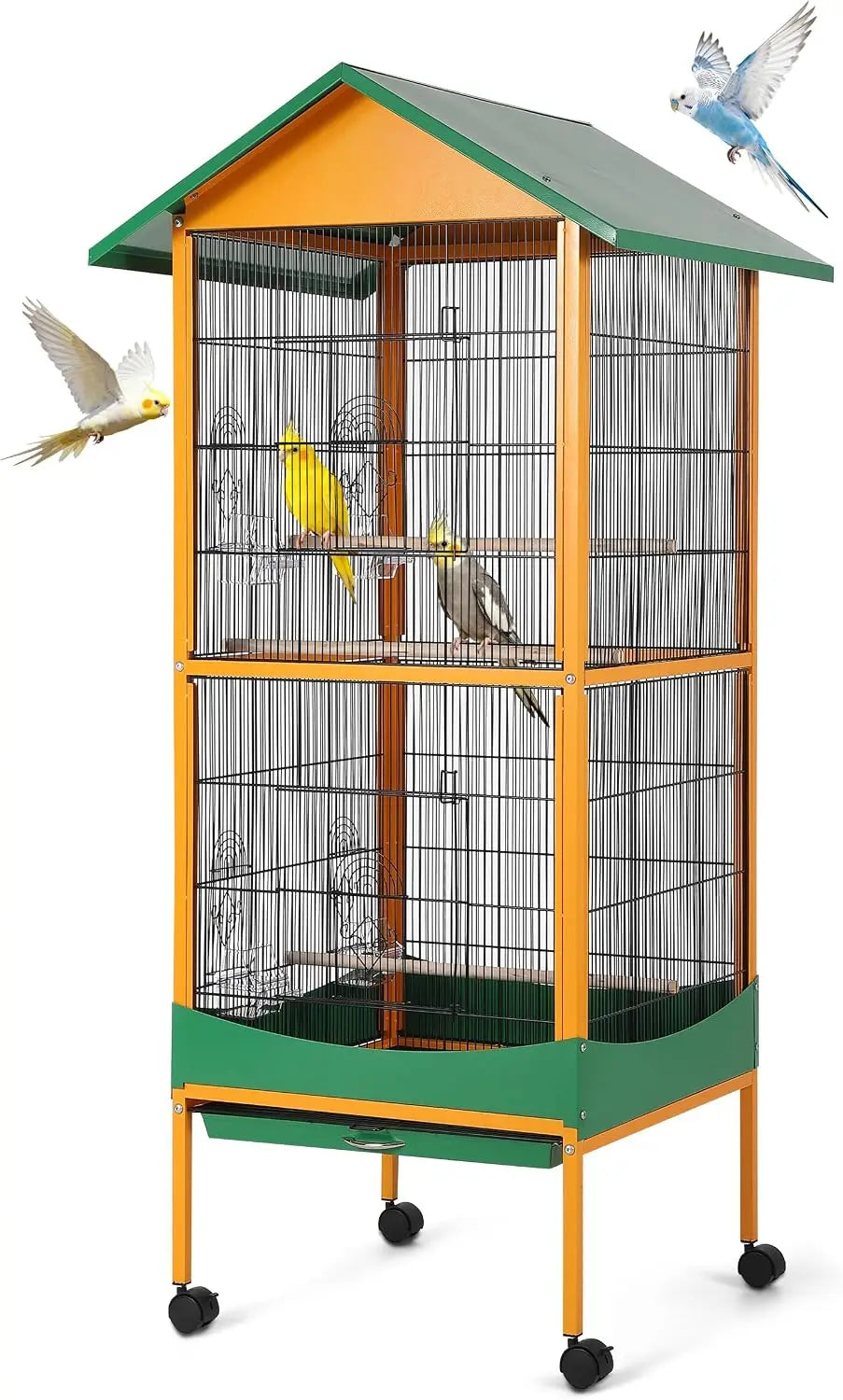 Garvee 66-Inch Extra-Large Bird Cage with Waterproof Roof & Removable Tray – Indoor/Outdoor Aviary