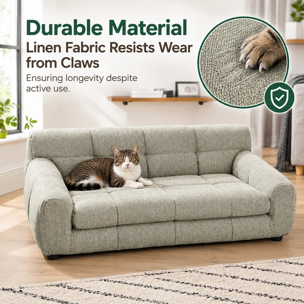 Modern Dog Sofa Bed with Backrest & Armrests – Breathable, Sturdy Pet Couch for Medium & Large Dogs