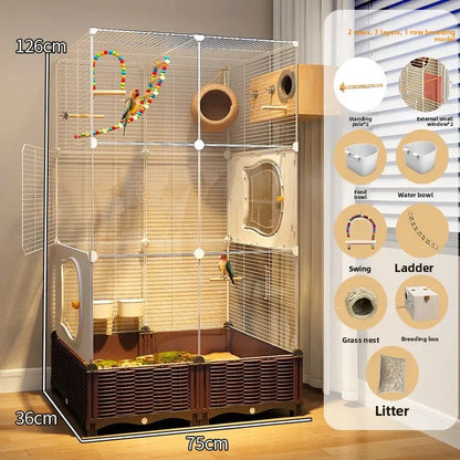Large Stainless Steel Bird Cage for Goldfinches, Canaries, Cockatiels & Small Parrots – Durable Indoor Aviary