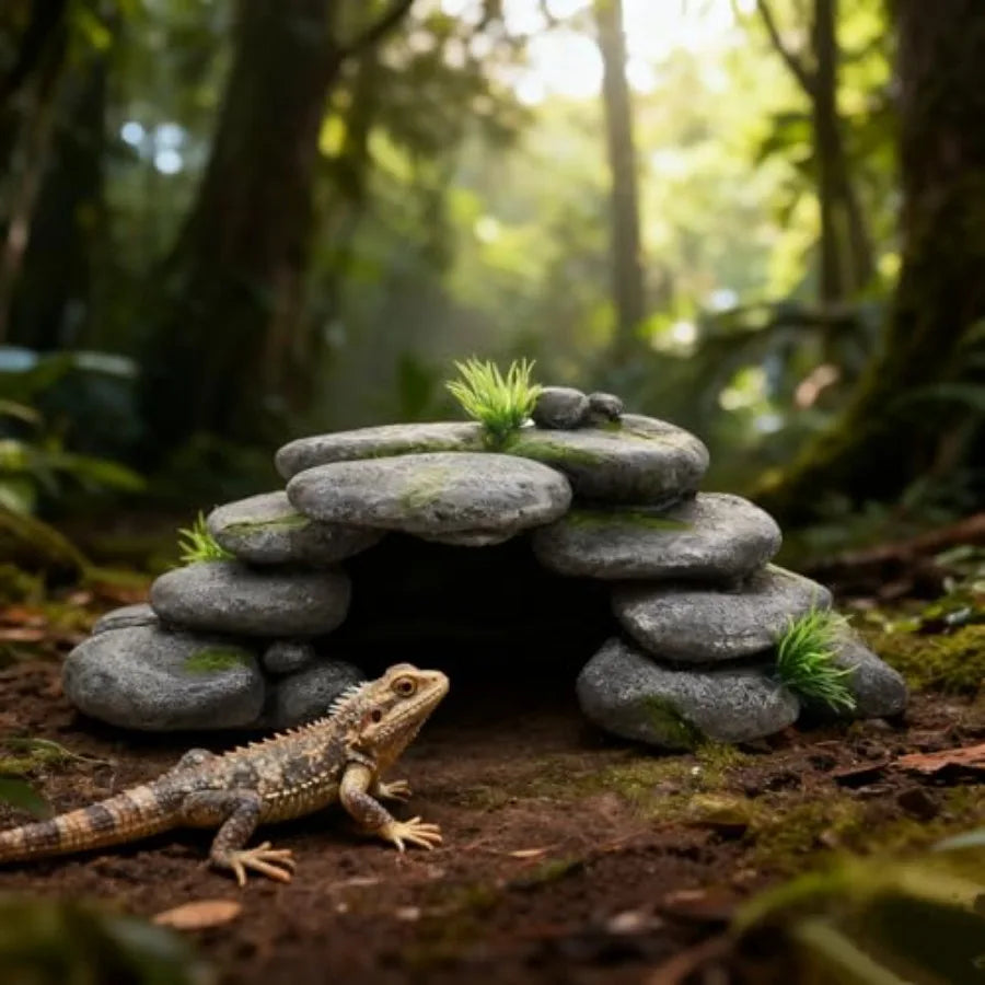 Natural-Looking Aquarium Rock Cave Hideout for Fish & Reptiles