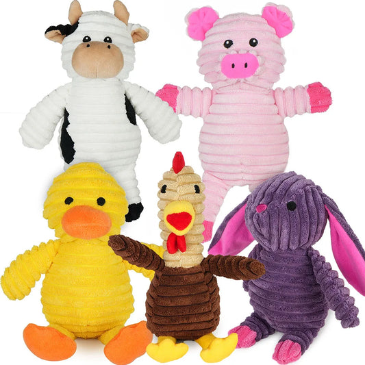 5-Pack Plush Squeaky Dog Toys – Assorted Stuffed Animal Play Toys for Small, Medium & Large Dogs